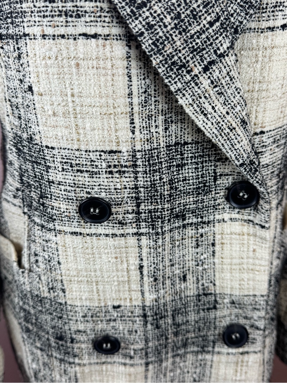 Essential Antwerp Plaid Double-Breasted Women's Blazer Jacket - Black & Cream - Picture 4 of 15